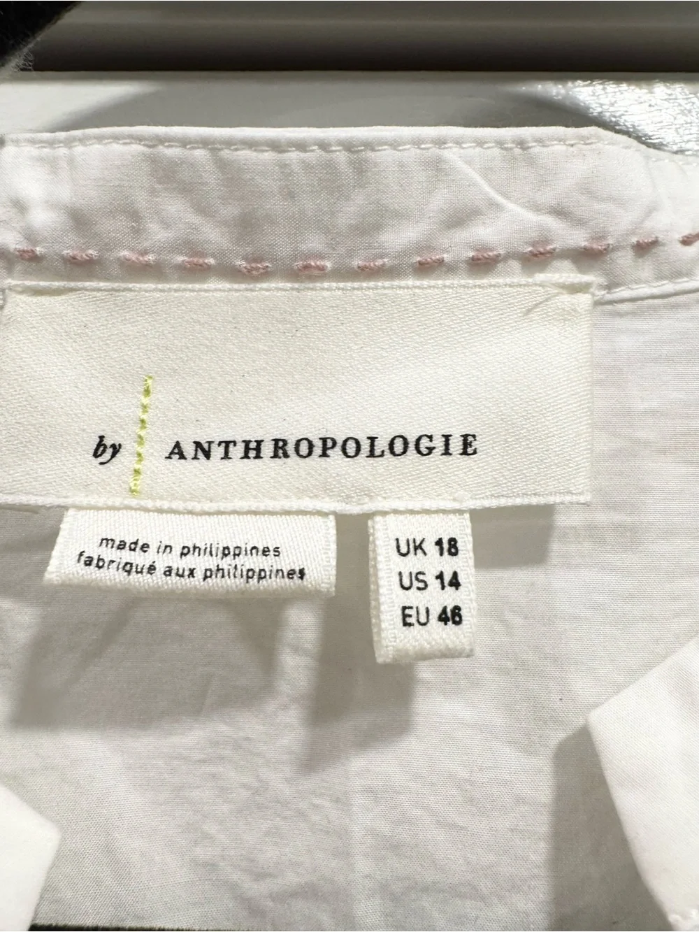 Anthropologie Maeve Poplin Pintuck White Blouse Plus Size 14 Fall Crisp Office